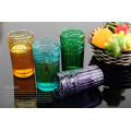 Haonai Hotsell 400ml--Branches and leaves spray drinking glass cup/tumbler with color painting